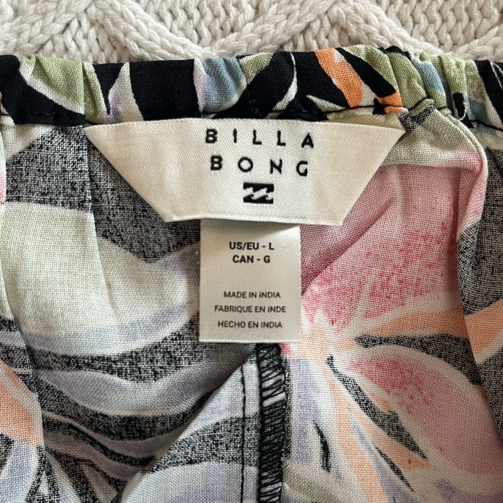 Billabong Black Midi Slip Dress with Pink & Pastel Floral Print Women’s large - Picture 5 of 15